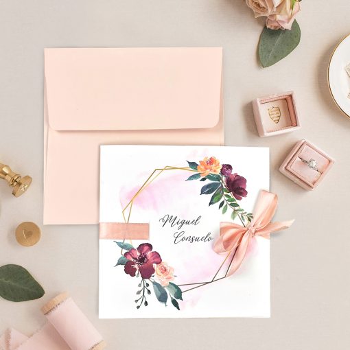 Invitatie de Nunta cu Model Floral Acuarela 39708