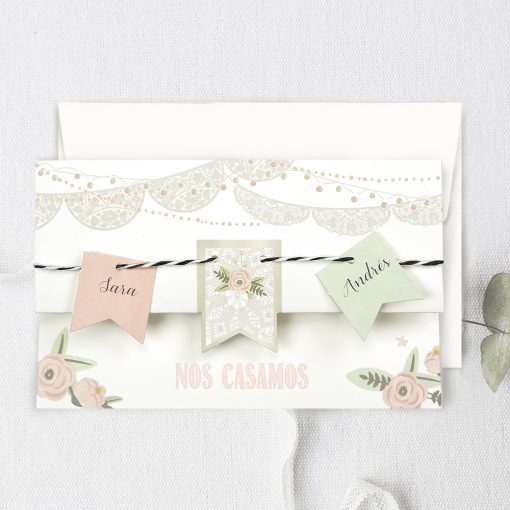 Invitatie de Nunta Vesela cu Stegulete pentru Petrecere 39730