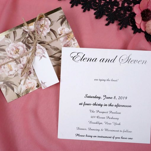 Alternative view of Invitatie de Nunta rustica cu trandafir 70293