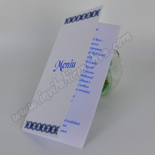 Meniu Rustic cu Motiv Traditional Albastru