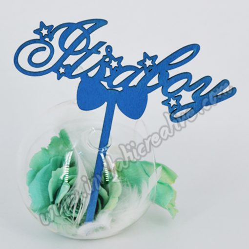 Ornament Lemn pentru Aranjamente si Torturi - It's a Boy