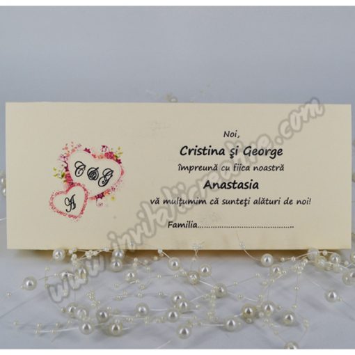 Plic de Bani Nunta si Botez cu Inimioare din flori