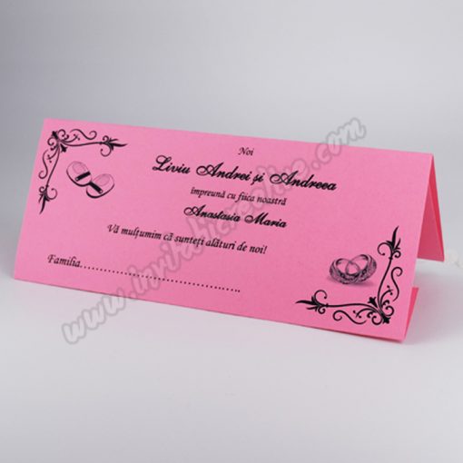 Plic de Bani Nunta si Botez roz cu Botosei si Inele