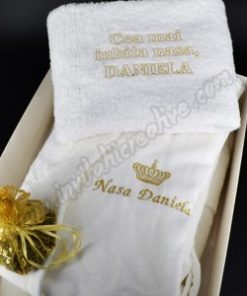Alternative view of Cadou Personalizat Nasa cu Prosop si Halat Brodat Coroana Regala