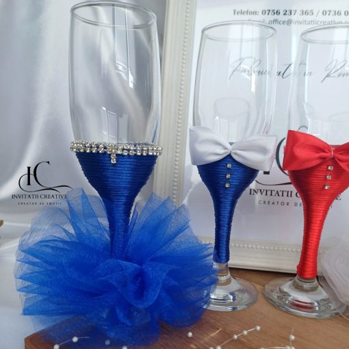 Set pahare miri si nasi cu tull si strasuri argintii1