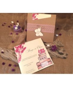 Alternative view of Invitatie de Nunta Eleganta cu Dantela si Model Floral 52561