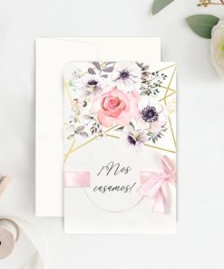 Alternative view of Invitatie de Nunta Eleganta cu model Floral Pastel 39723