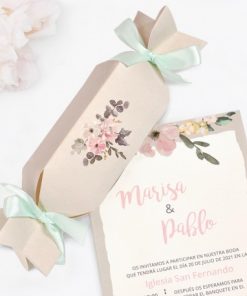 Alternative view of Invitatie de Nunta Bombonica cu Model Floral Acuarela 39726