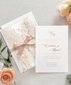 Alternative view of Invitatie de Nunta Deosebita cu Model Floral Laser 39707