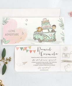 Alternative view of Invitatie de Nunta Haioasa cu Miri Calatorind intr-un Van  39739