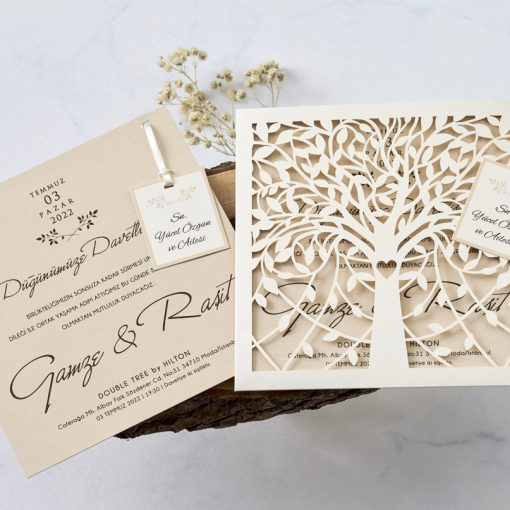 Invitatie de Nunta Eleganta cu Model Decupat Copacul Iubirii 1167