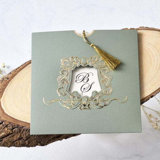 Invitatii Nunta Elegante cu Motiv Auriu 1182