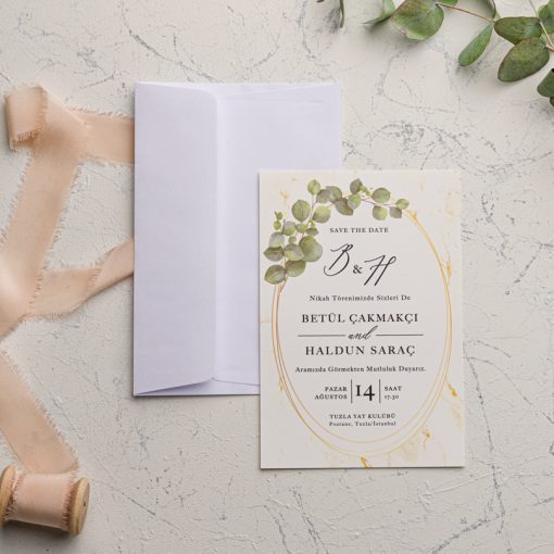 Invitatie nunta cu flori de eucalipt 9205