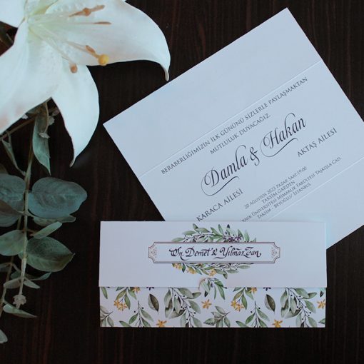 Invitatie de nunta cu frunze verzi 20429