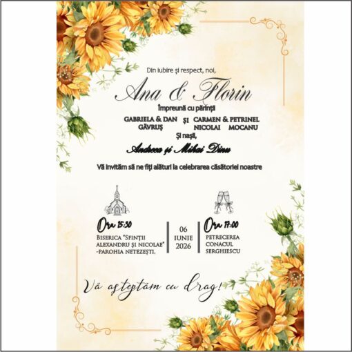 Invitatie Electronica Nunta Floarea Soarelui