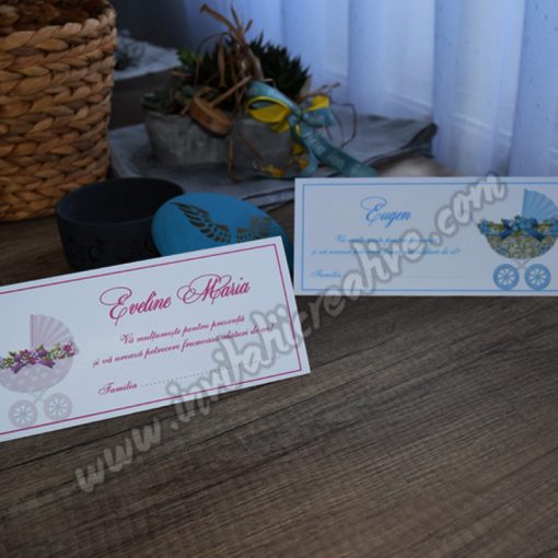 Plic de bani carucior retro cu flori albastre