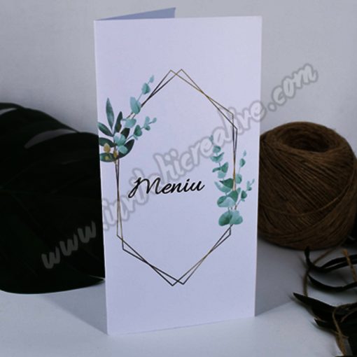 Meniu Nunta Modern cu Frunze de Eucalipt