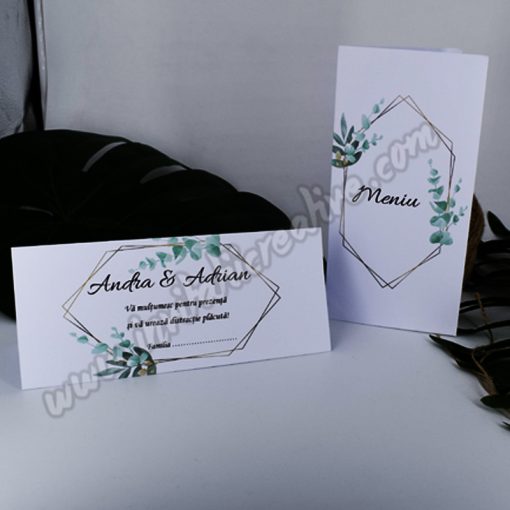 Alternative view of Meniu Nunta Modern cu Frunze de Eucalipt
