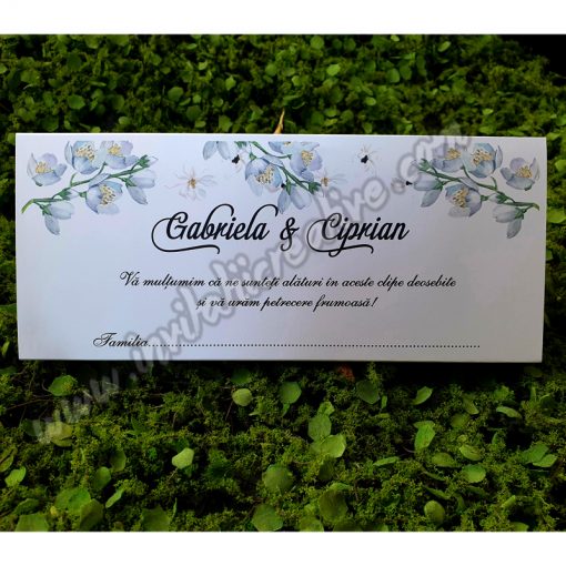 Plic de Bani Nunta Delicat cu Flori Albe