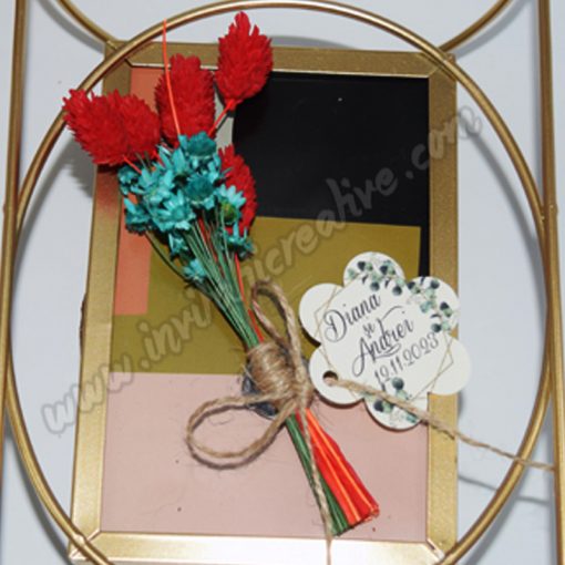 Marturie Magnetica Buchet cu Flori Uscate Rosu-Verde