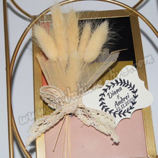 Marturie Magnetica buchet Elegant Lagurus Crem