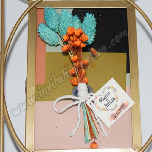 Marturie Magnetica Buchet Flori Uscate Bleu-Orange