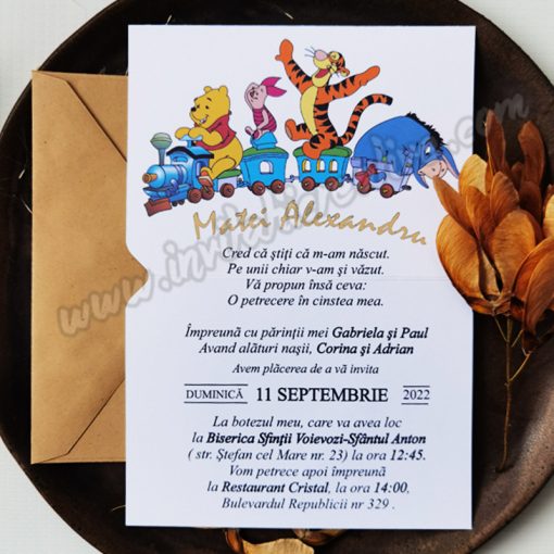 Invitatie de Botez Haioasa cu Winnie the Pooh si Prietenii in Tren