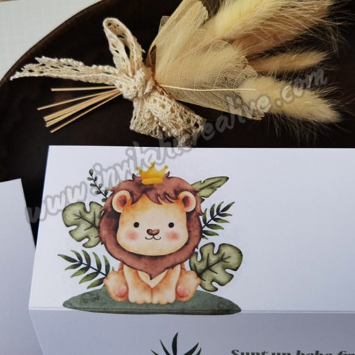 Alternative view of Invitatie de Botez Watercolor Baby Lion