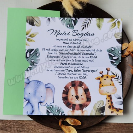 Invitatie de Botez Tropicala cu Animale Safari