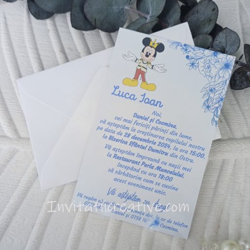 Invitatie de Botez Ieftina cu Mickey Mouse