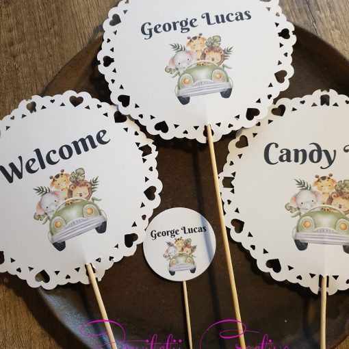 Alternative view of Topper Mesaj Model Decupat Inimioare cu Animalute Safari