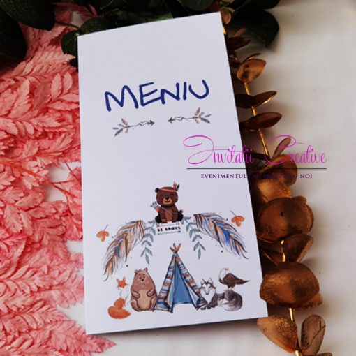Meniu Botez Tematica Boho cu Animalute Indieni