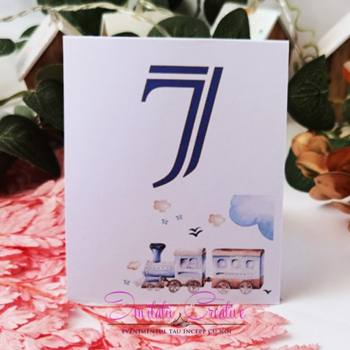 Numar de Masa Botez Watercolor Tematica Calatorie cu Trenul