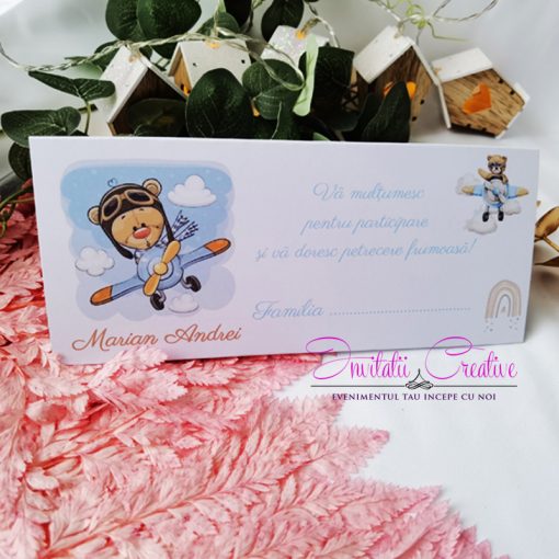 Plic de Bani Botez Haios cu Ursuleti Aviatori