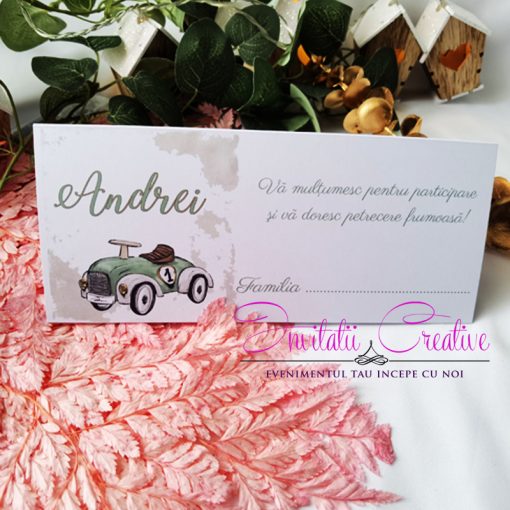 Plic de Bani Botez Masinuta Curse Verde