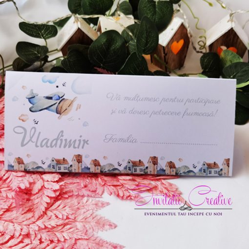 Plic de Bani Botez Watercolor Tematica Calatorie cu Avionul