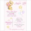 Invitatie de botez digitala cu ursulet cu hortensii roz