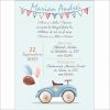 Invitatie Botez Online Masinuta Vintage Albastra