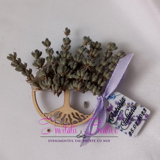 Marturie Magnetica Lemn Copac cu Lavanda