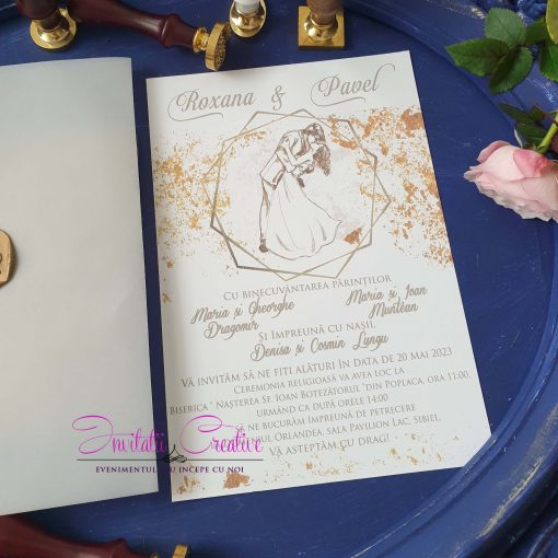 Invitatie de Nunta Miri cu Sigiliu Auriu