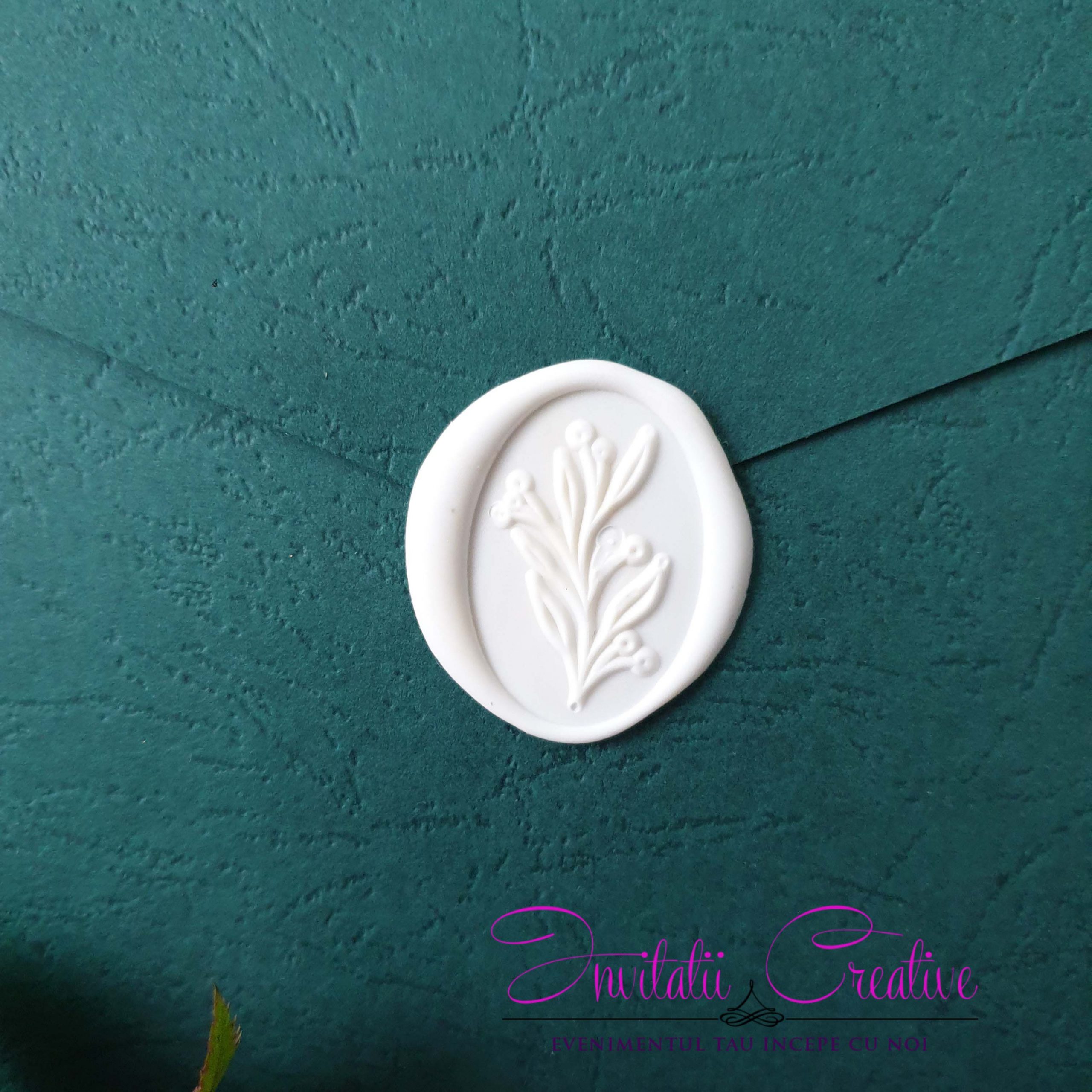 Invitatie de Nunta Verde Motiv Mediteraneean Crengute cu Lamai - imagine 7