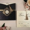 Invitatie de nunta cu design auriu si ciucuras 74762