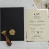 Invitatii de nunta elegante cu margini aurii 9192