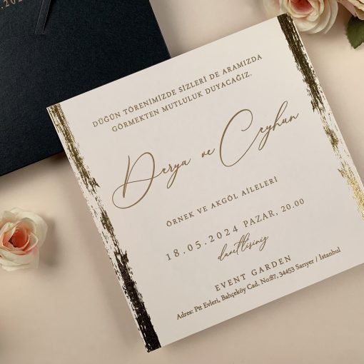 Invitatie de nunta cu margini aurii 96945