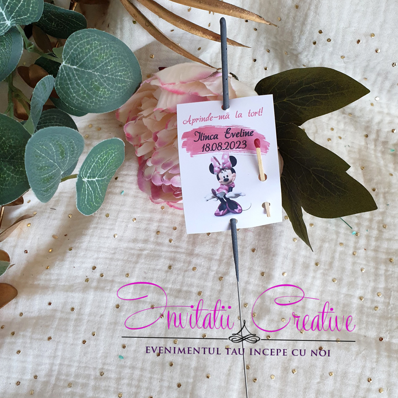 Artificii de Mana-Tort Sparkles Botez Minnie Mouse roz intens