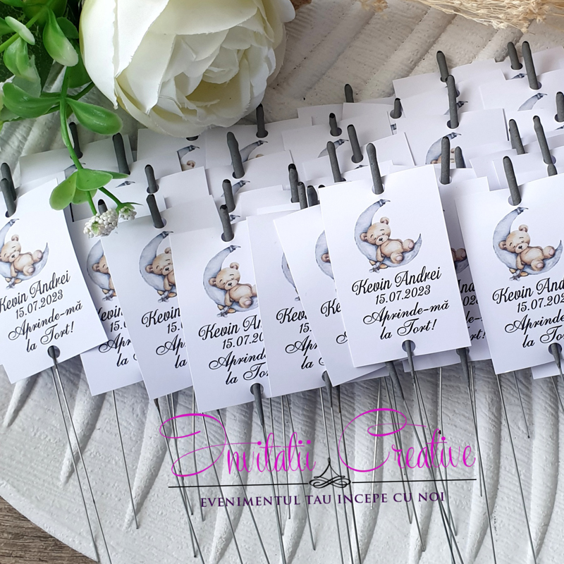 Artificii de Botez Sparkles Ursulet bleu dormind pe luna