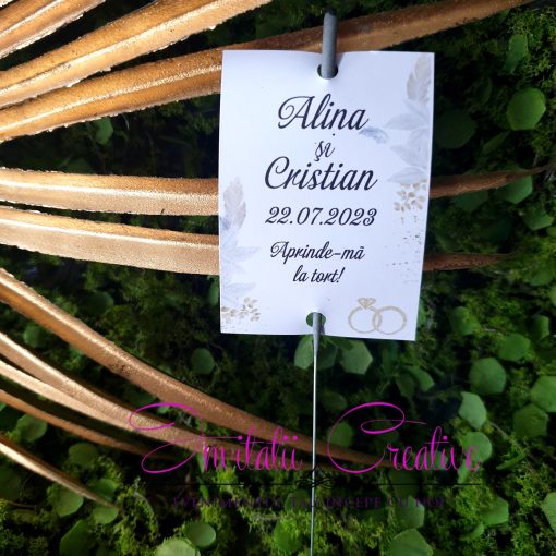 Artificii de Mana Dans-Tort Elegante cu Motiv Pastel si Verighete Aurii