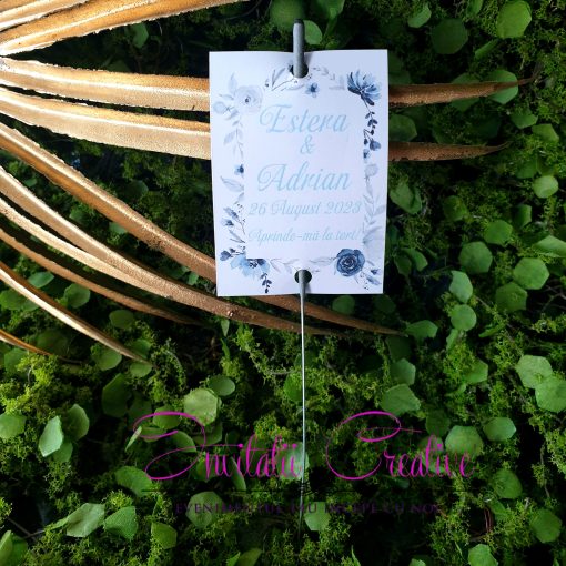 Artificii de Mana Dans-Tort Motiv Floral Watercolor Albastru