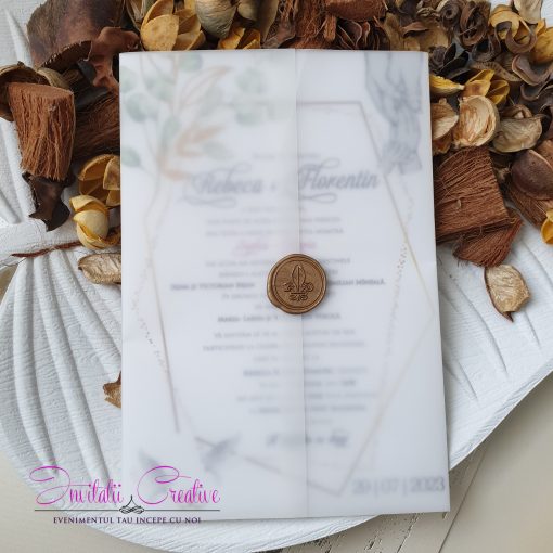 Alternative view of Invitatie Nuntez cu Pecete Eleganta Maini Parinti si Copilasi