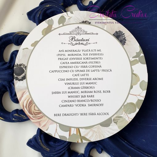 Alternative view of Meniu Nunta Rotund Design Floral Trandafiri si Anemone